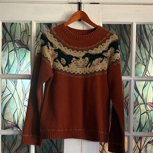 Bit & Bridle Rust and Black Crew Neck Sweater